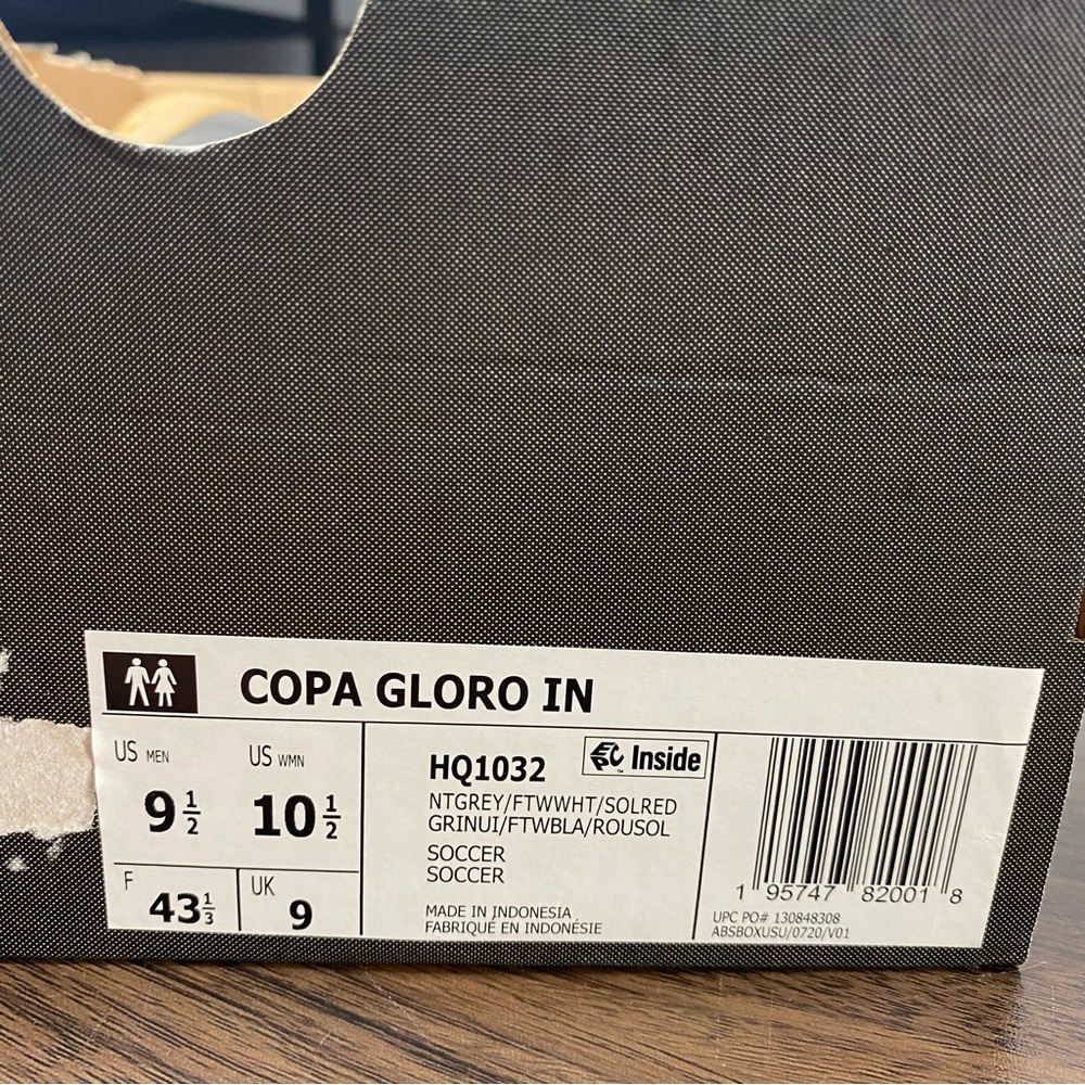 Adidas Copa Gloro IN Indoor Soccer Shoes Gray White Gum HQ1032 Men's Sz - Picture 10 of 11